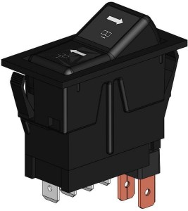 Przełącznik kołyskowy, (I)-0-(II), mom-on-mom, 12V, 4-pin, zmiana kierunku SW10056KR