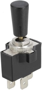Przełącznik dźwigniowy, on-off-on, 12-24VDC 10A 125-250VAC 2A 3-pin przyłącza przewodów płaskie z metalową nakrętką i osłoną z tworzywa SW10012KR
