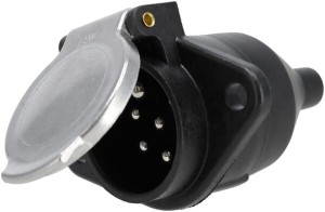 Gniazdo przyczepy 7-pin z  metalowym deklem 24V przyłącze przewodu skręcane TR00009KR