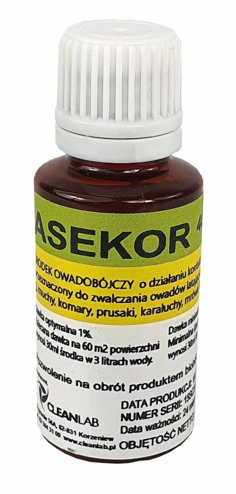Środek owadobójczy na owady biegające i latające ASEKOR 400 Plus, koncentrat, 30 ml