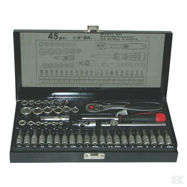 Zestaw kluczy nasadowych 1/4” 45 ele.