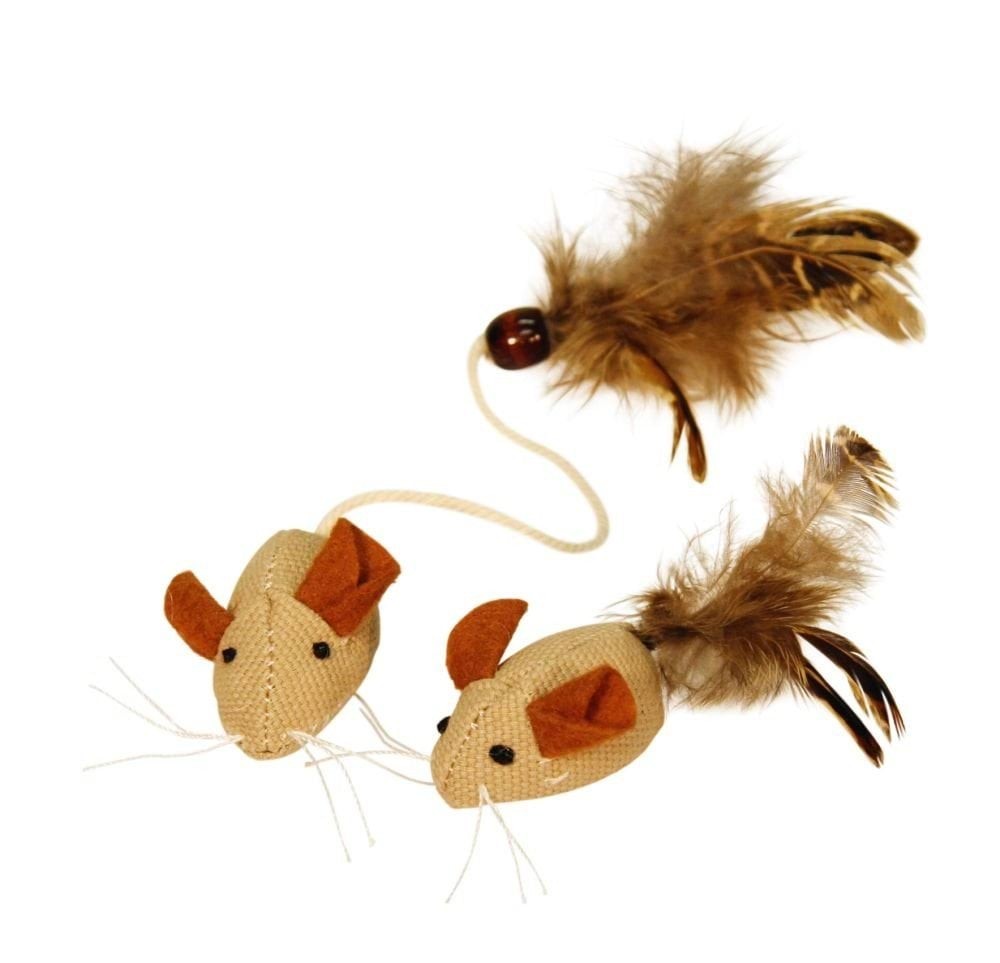 Zabawka dla kota, myszka z piórami, 4,5 cm, Kerbl