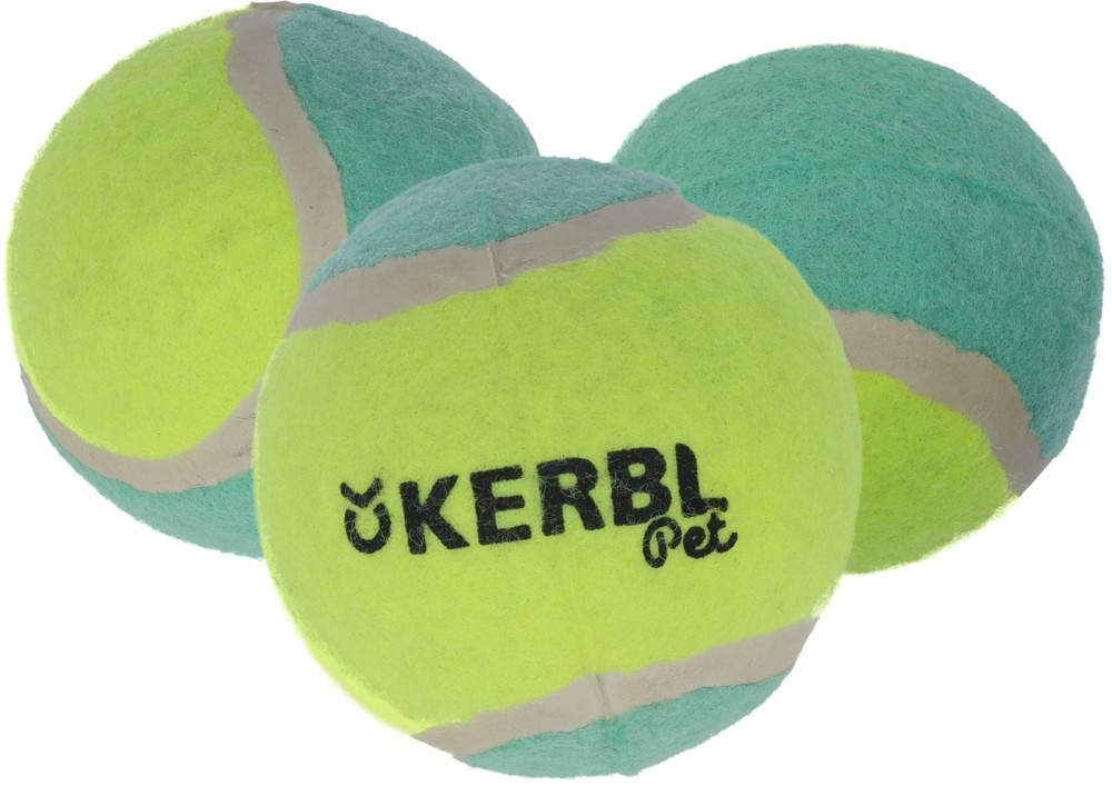 Piłka tenisowa, 6,5 cm, żółto-turkusowa, 3 szt., Kerbl