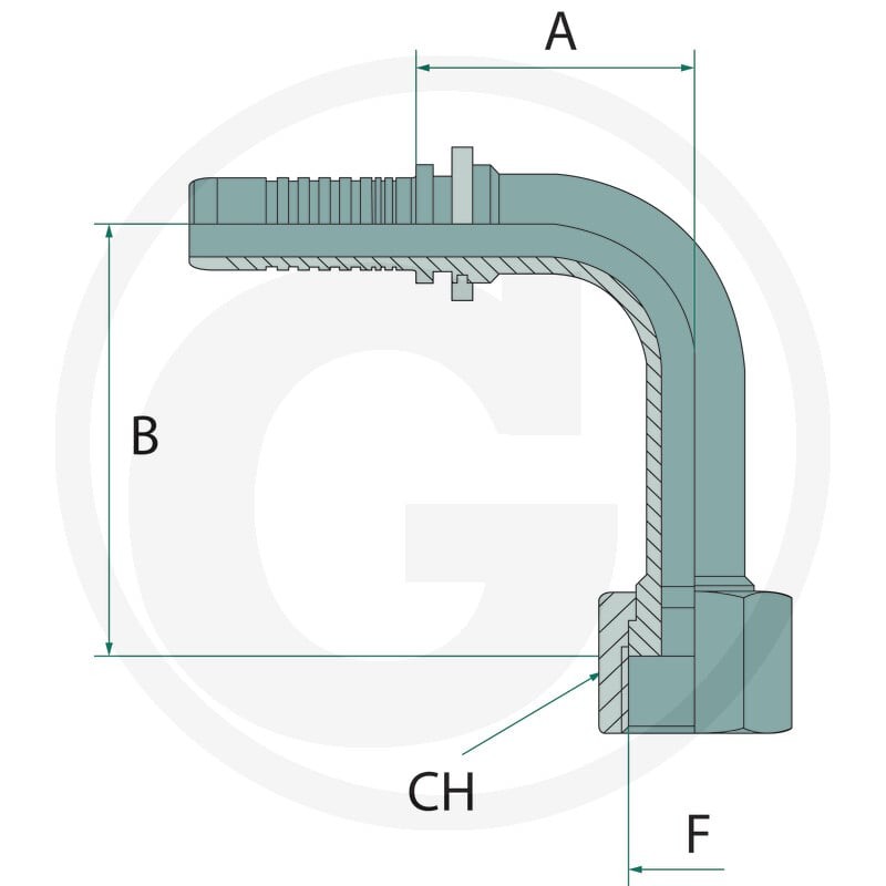 GRANIT PN 25 DKORF 1,7/16" 90° SL=114 87010864 - 87010864 - Sklep rolniczy PoltechParts