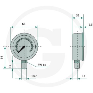 WIKA Manometr 160 bar Ø63 mm - 1/4" 85000406