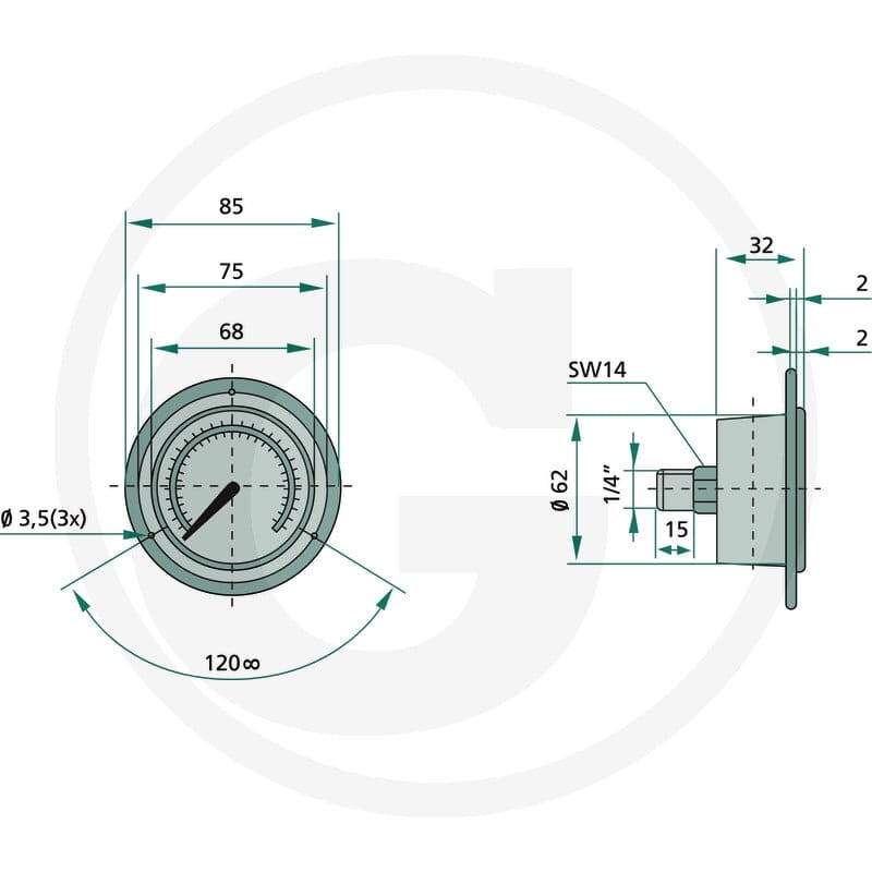 WIKA Manometr 250 bar Ø63mm-1/4" 85000433 | poltechparts.pl