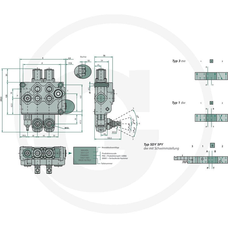 Walvoil Zawór monobloku SD11-4-P-4x(18L)-AET 86500211 - 86500211 - Sklep rolniczy PoltechParts