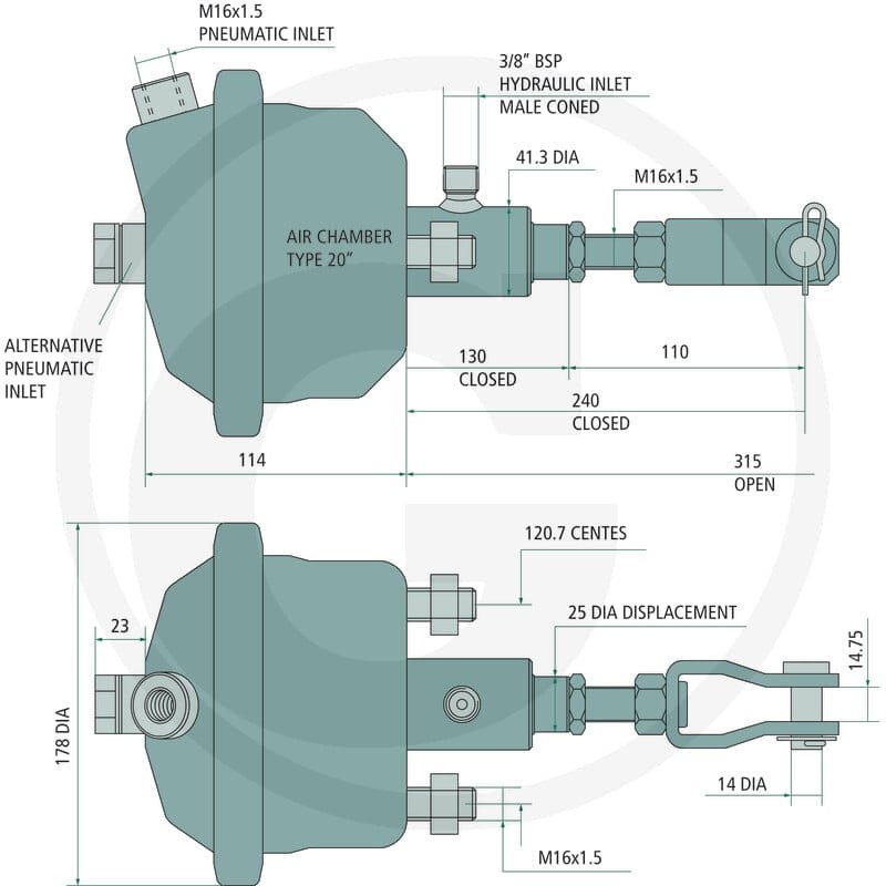 GRANIT Siłownik hamulcowy T20-25 82000413 - 82000413 - Sklep rolniczy PoltechParts