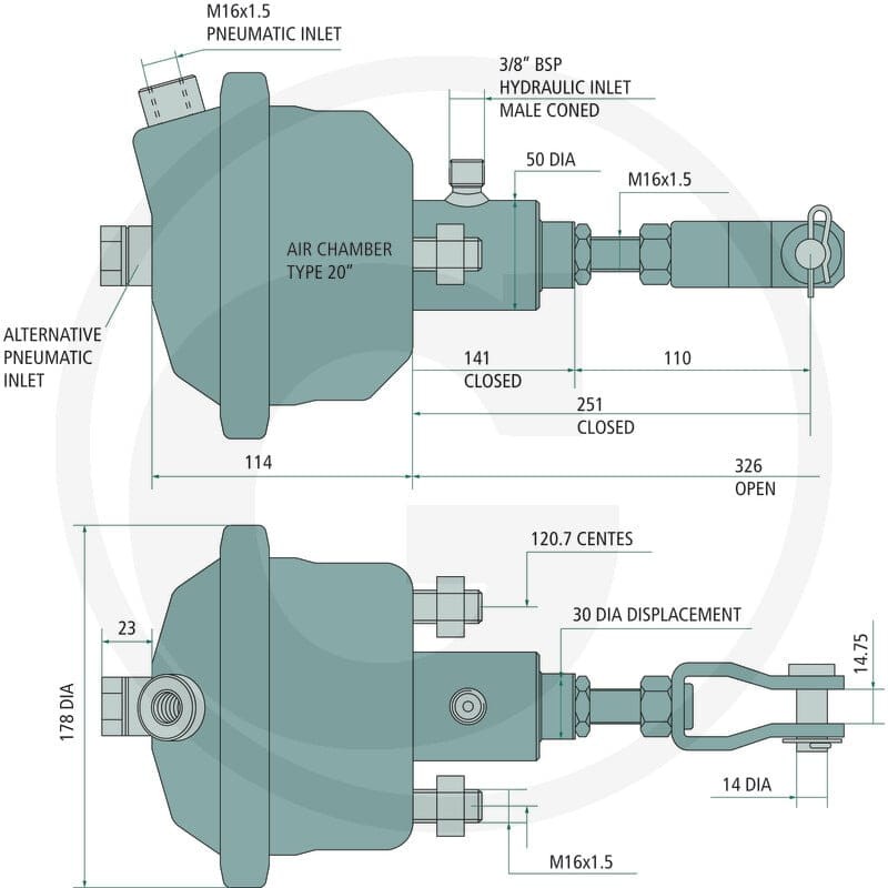 GRANIT Siłownik hamulcowy T20-30 82000414 - 82000414 - Sklep rolniczy PoltechParts