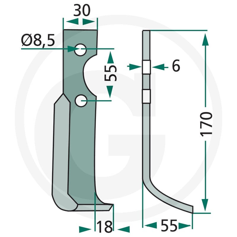 GRANIT Nóż wygięty 180BCS-14L - 180BCS-14L - Sklep rolniczy PoltechParts