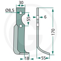 GRANIT Nóż wygięty 180BCS-14L - 180BCS-14L - Sklep rolniczy PoltechParts
