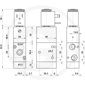GRANIT Zawór elektromagnetyczny 3/2-drożny FR-NC-24V G1/4 606AZ322ME-24V