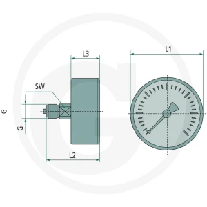 GRANIT M-SH-40-0/6-1/8-KU-bar/psi Manometr 60618245003