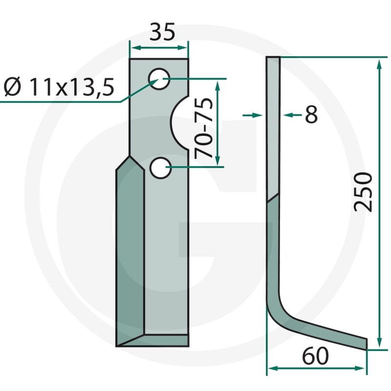 GRANIT Nóż rotacyjny 180IND-482L - 180IND-482L - Sklep rolniczy PoltechParts
