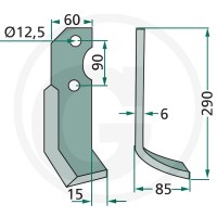 GRANIT Nóż wygięty 180PEG-07L - 180PEG-07L - Sklep rolniczy PoltechParts