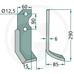 GRANIT Nóż wygięty 180PEG-07L
