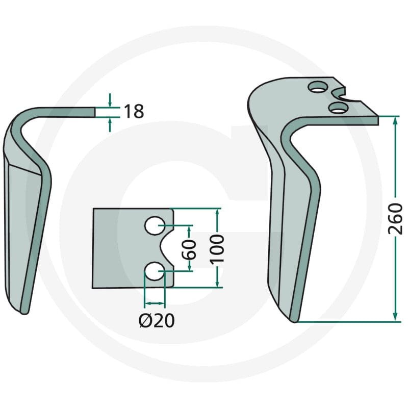 GRANIT Ząb brony aktywnej 180RH-450-DEL - 180RH-450-DEL - Sklep rolniczy PoltechParts