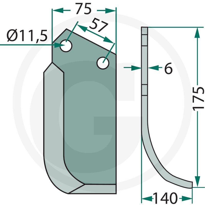 GRANIT Nóż wygięty 180HOW-01L - 180HOW-01L - Sklep rolniczy PoltechParts