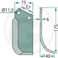 GRANIT Nóż wygięty 180HOW-01L - 180HOW-01L - Sklep rolniczy PoltechParts