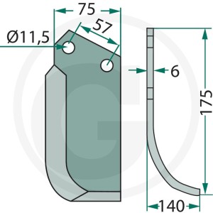 GRANIT Nóż wygięty 180HOW-01L