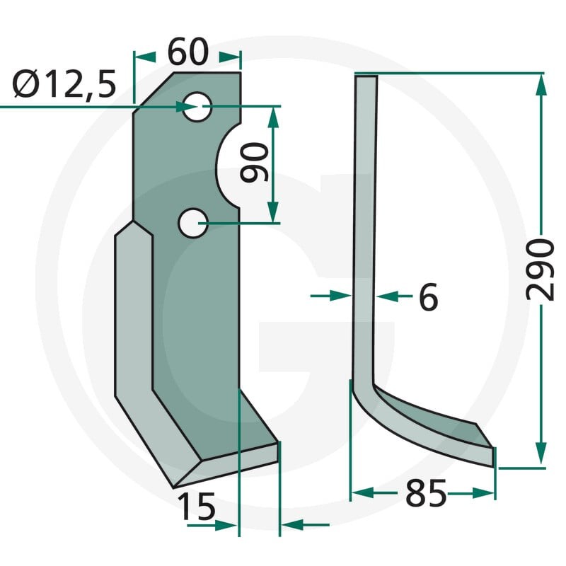GRANIT Nóż wygięty 180PEG-07R - 180PEG-07R - Sklep rolniczy PoltechParts