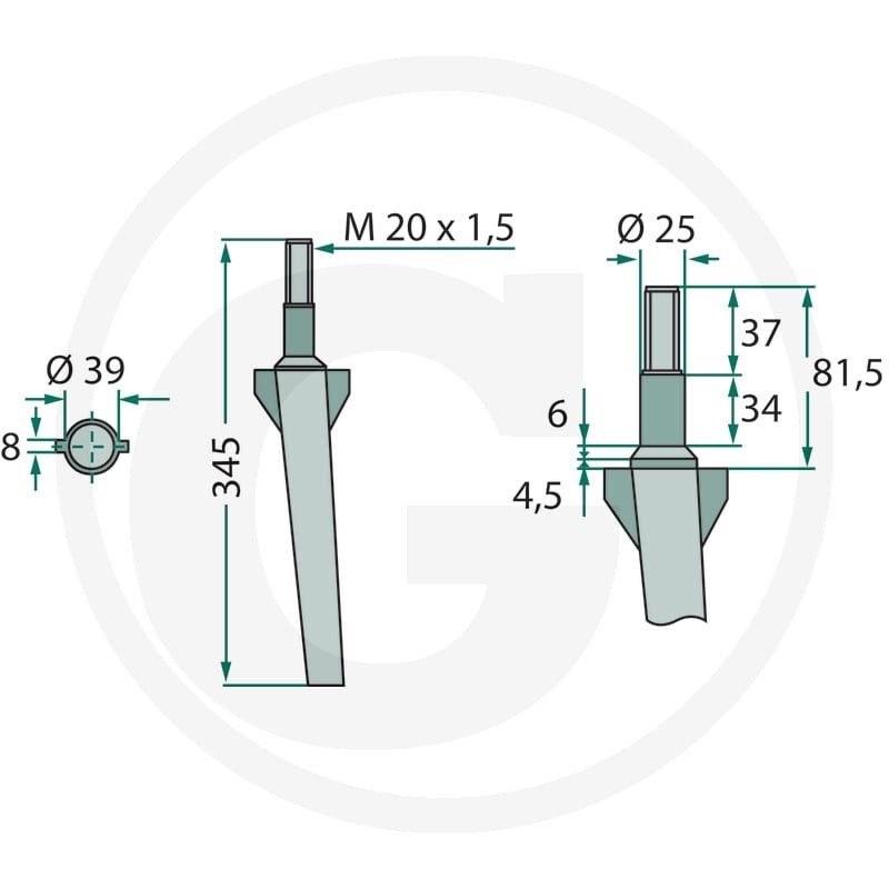 GRANIT Ząb brony aktywnej 180RH11B - 180RH11B - Sklep rolniczy PoltechParts