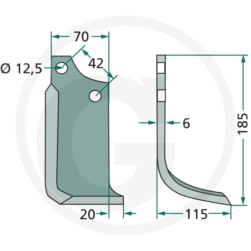 GRANIT Nóż wygięty 180SIM-16R - 180SIM-16R - Sklep rolniczy PoltechParts