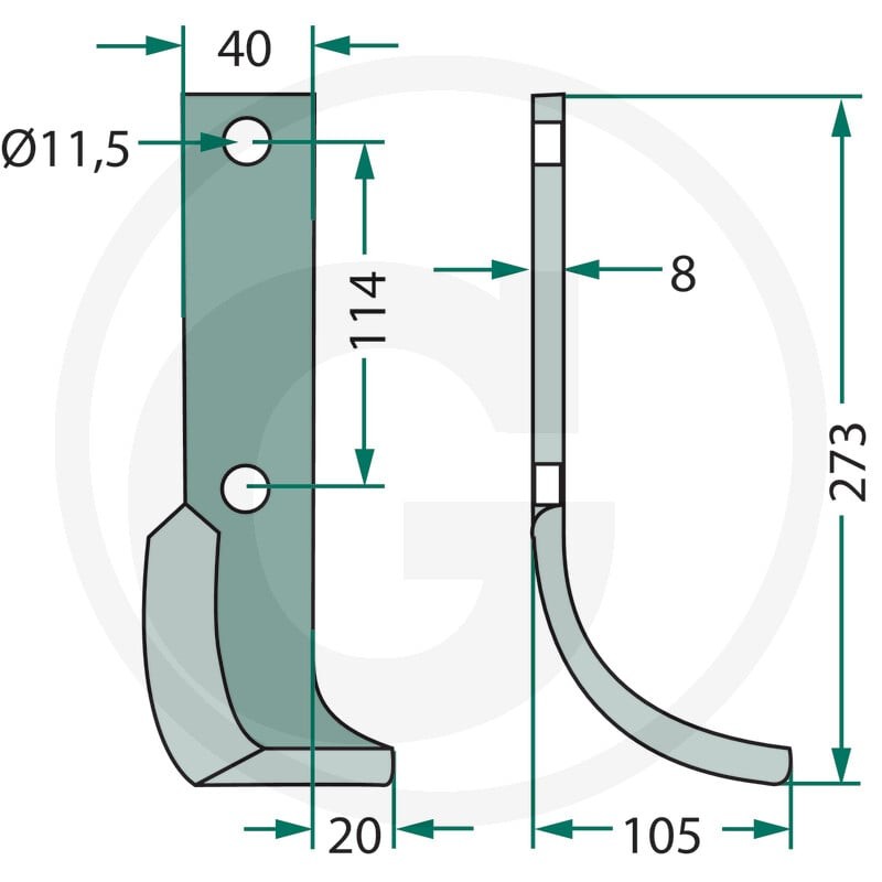 GRANIT Nóż wygięty 180HOW-07R - 180HOW-07R - Sklep rolniczy PoltechParts