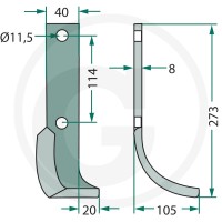GRANIT Nóż wygięty 180HOW-07R - 180HOW-07R - Sklep rolniczy PoltechParts