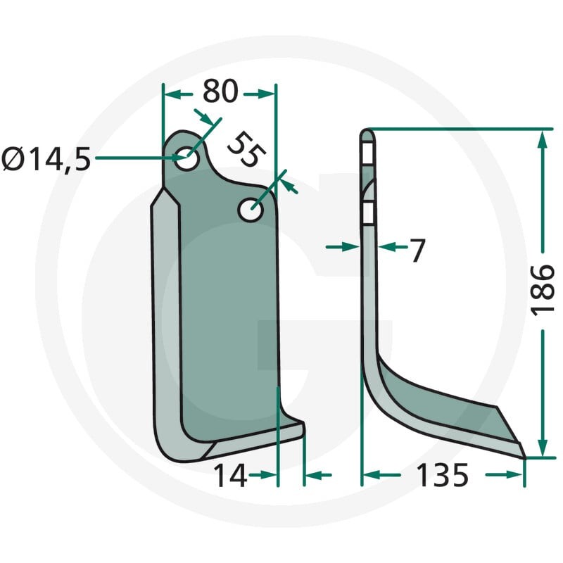 GRANIT Nóż wygięty 180SIM-05R - 180SIM-05R - Sklep rolniczy PoltechParts