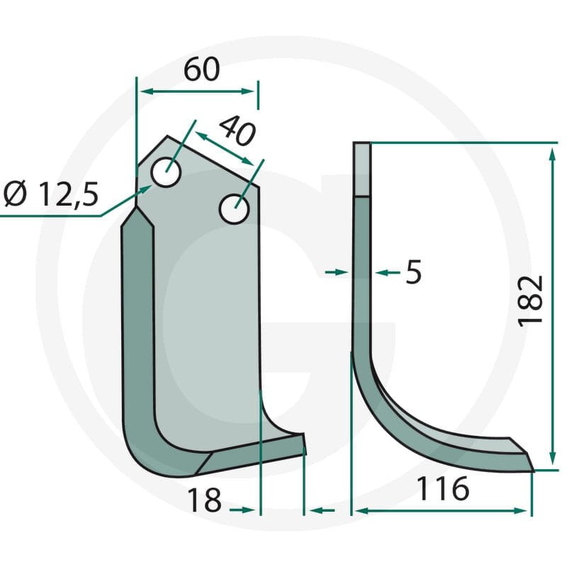 GRANIT Nóż wygięty 180MAS-52R - 180MAS-52R - Sklep rolniczy PoltechParts