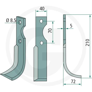 GRANIT Nóż wygięty 180ADR-04L