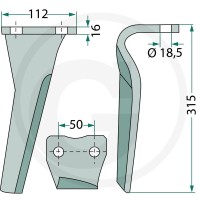 GRANIT Ząb brony aktywnej 180RH-133-L - 180RH-133-L - Sklep rolniczy PoltechParts
