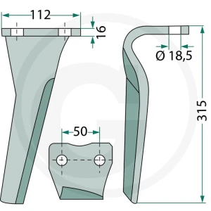 GRANIT Ząb brony aktywnej 180RH-133-L