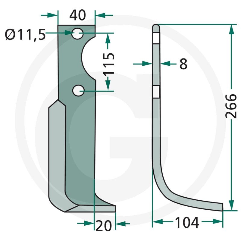 GRANIT Nóż wygięty 180KUH-21R - 180KUH-21R - Sklep rolniczy PoltechParts