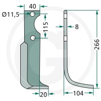 GRANIT Nóż wygięty 180KUH-21R - 180KUH-21R - Sklep rolniczy PoltechParts