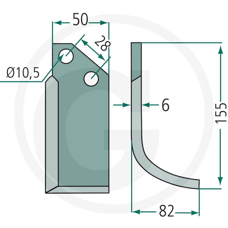 GRANIT Nóż glebogryzarki 180BER-16L - 180BER-16L - Sklep rolniczy PoltechParts