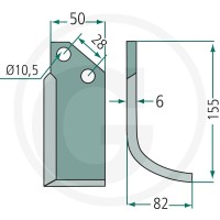 GRANIT Nóż glebogryzarki 180BER-16L - 180BER-16L - Sklep rolniczy PoltechParts