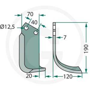GRANIT Nóż wygięty 180DON-07L