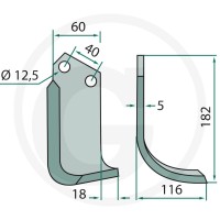 GRANIT Nóż wygięty 180MAS-52L - 180MAS-52L - Sklep rolniczy PoltechParts