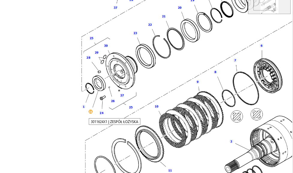 Pierścień łożyska  sprzęgła Ø 50-72 X 12 MM  Massey Ferguson 