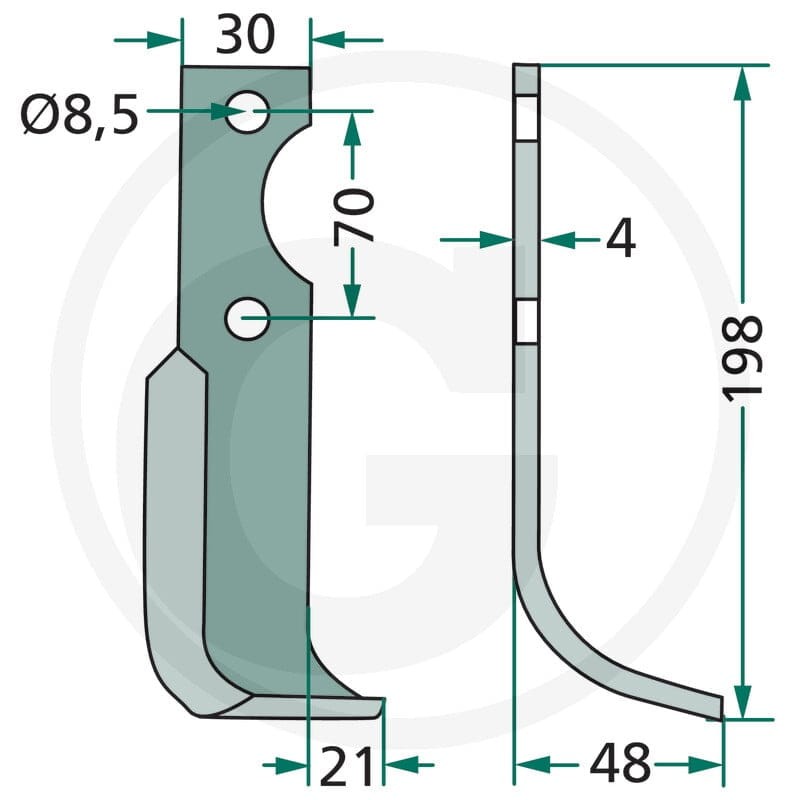 GRANIT Nóż wygięty 180AGR-19L - 180AGR-19L - Sklep rolniczy PoltechParts