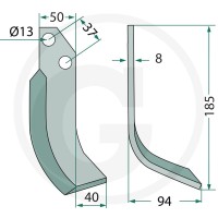 GRANIT Nóż wygięty 180JNC-03R - 180JNC-03R - Sklep rolniczy PoltechParts