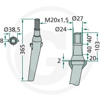 GRANIT Ząb brony aktywnej 180RH2A - 180RH2A - Sklep rolniczy PoltechParts
