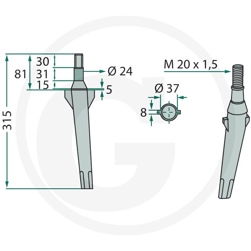 GRANIT Ząb brony aktywnej 180RH5B - 180RH5B - Sklep rolniczy PoltechParts