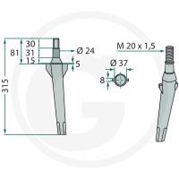 GRANIT Ząb brony aktywnej 180RH5B - 180RH5B - Sklep rolniczy PoltechParts