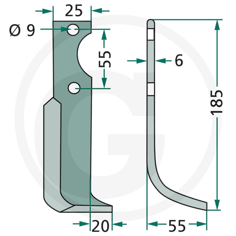 GRANIT Nóż wygięty 180BCS-07R - 180BCS-07R - Sklep rolniczy PoltechParts