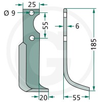 GRANIT Nóż wygięty 180BCS-07R - 180BCS-07R - Sklep rolniczy PoltechParts