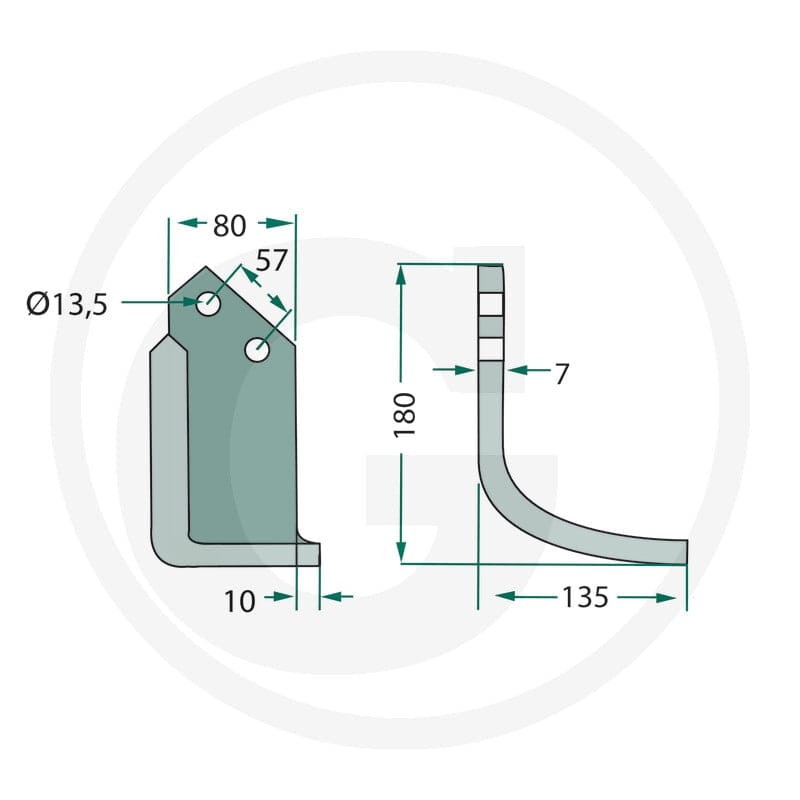 GRANIT Nóż wygięty 180HOW-12R - 180HOW-12R - Sklep rolniczy PoltechParts