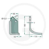 GRANIT Nóż wygięty 180HOW-12R - 180HOW-12R - Sklep rolniczy PoltechParts